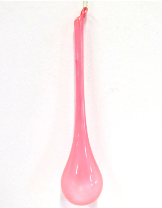 Jim Marvin Light Pink Teardrop Bubblegum Glass Ornaments, Set of 2