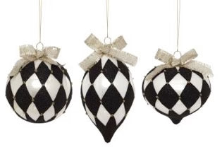 Black & White Harlequin Ornaments