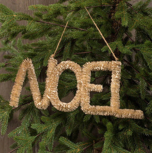 Bottle Brush Noel Ornament / Sign, Natural