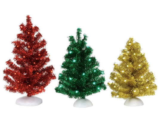 Shiny & Bright Lighted Tinsel Tree Set