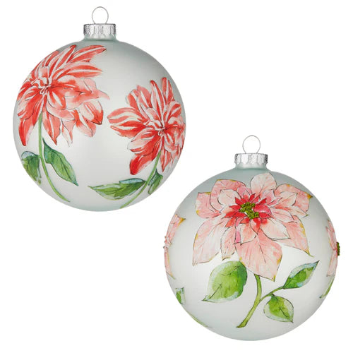 Watercolor Poinsettia Ball Ornaments