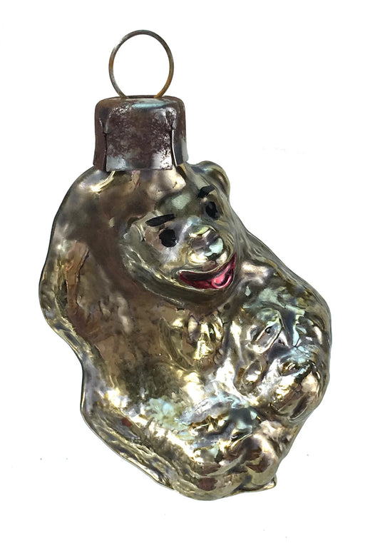 Vintage Patina Glass Monkey Ornament