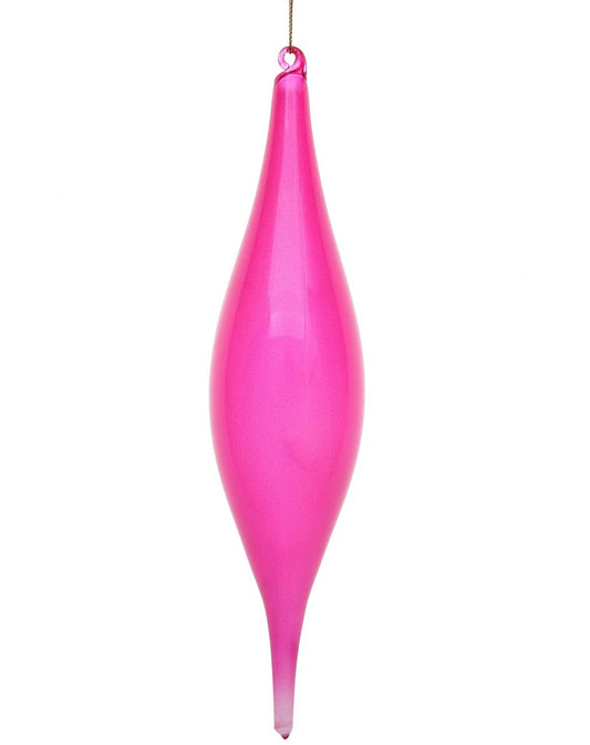 Jim Marvin Fuchsia Glitter Bubblegum Glass Finial Ornaments