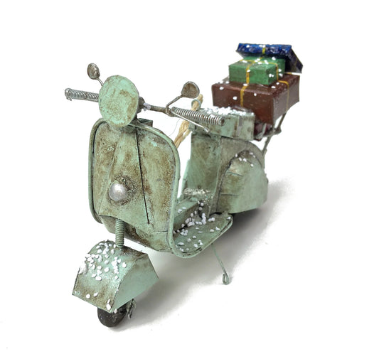 Vintage Green Scooter Ornament with Gifts