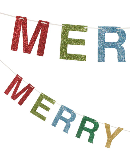 Colorful Merry Glittered Garland