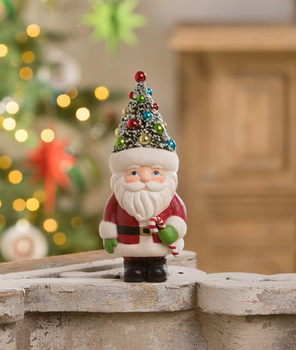Retro Santa with Candy Cane & Tree Hat