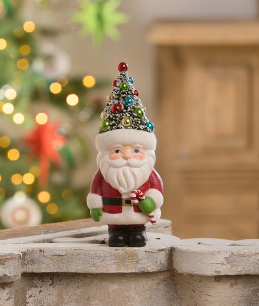 Retro Santa with Candy Cane & Tree Hat