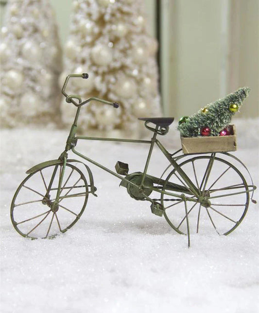 Tin Bicycle Ornament with Tree