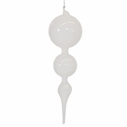 Jim Marvin White Bubblegum Glass Finial Ornament