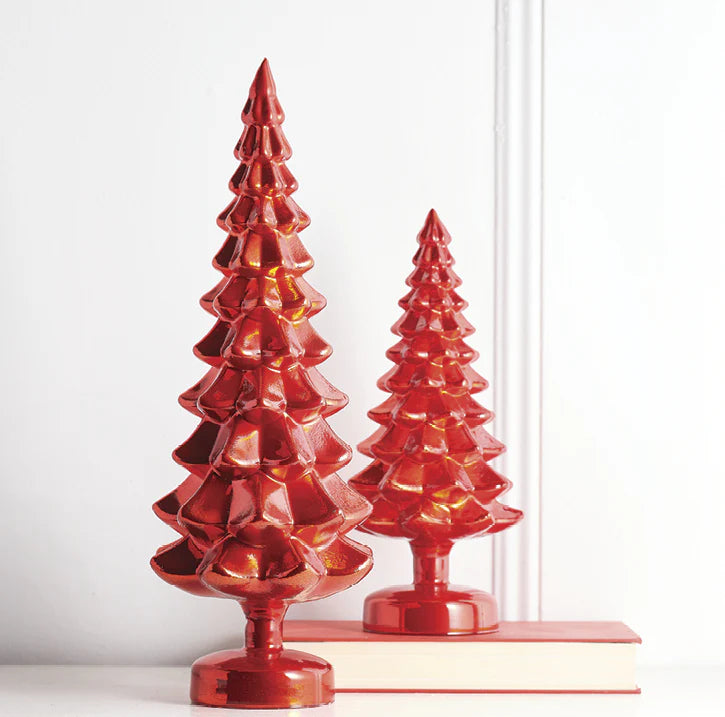 Metallic Red Glass Trees