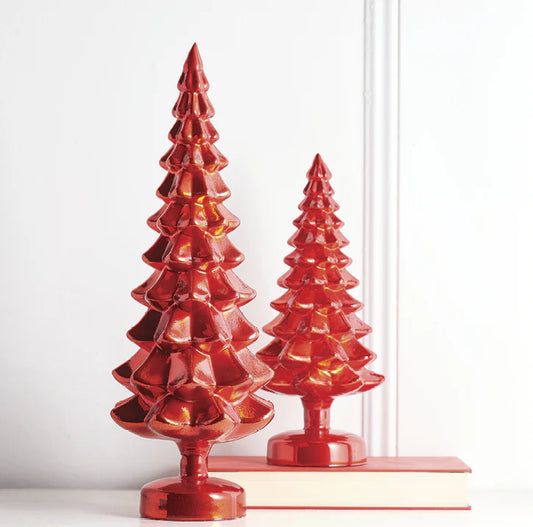 Metallic Red Glass Trees