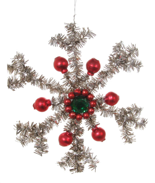 Tinsel Snowflake with Glass Beads