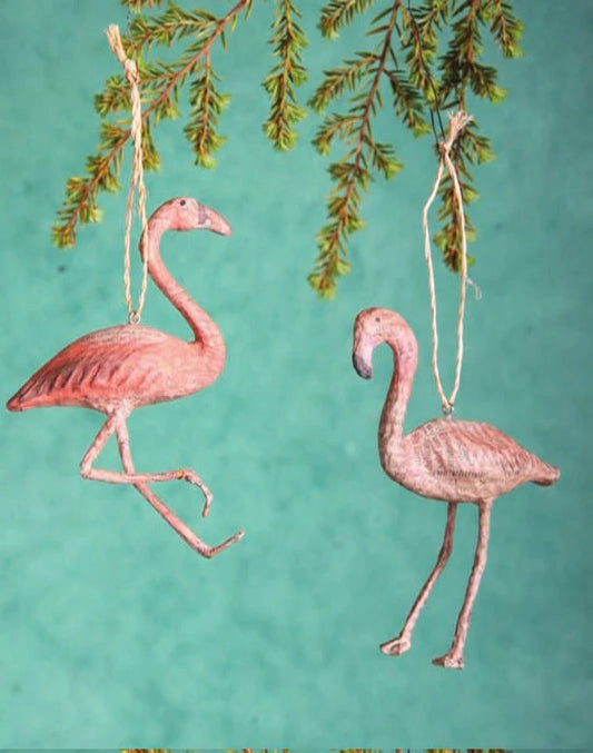 Recycled Paper Flamingo Ornaments