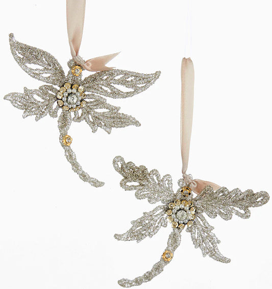 Vinage Glamour Dragonfly Ornaments with Glass Glitter