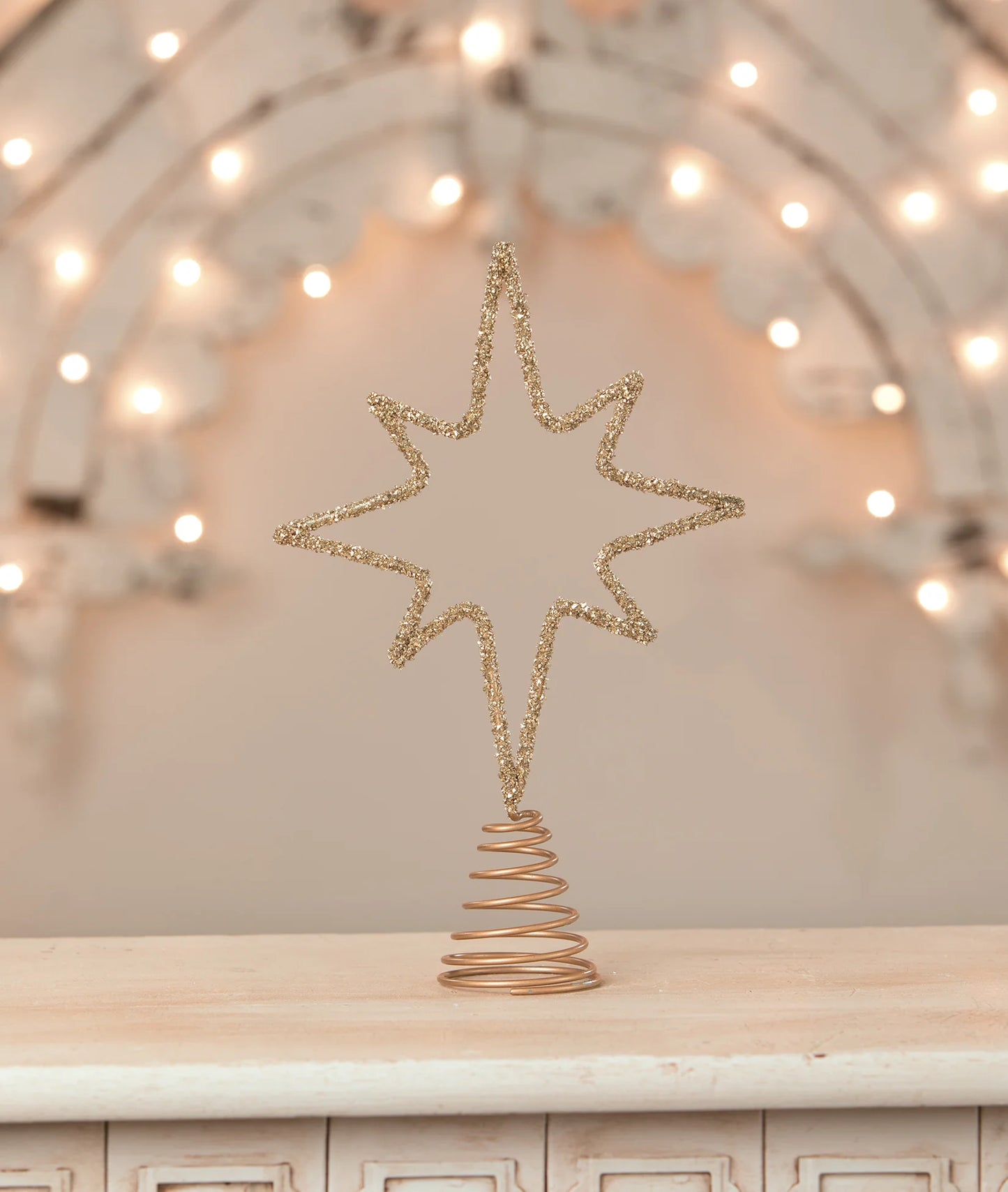 Old Gold Moravian Star Wire Tree Topper