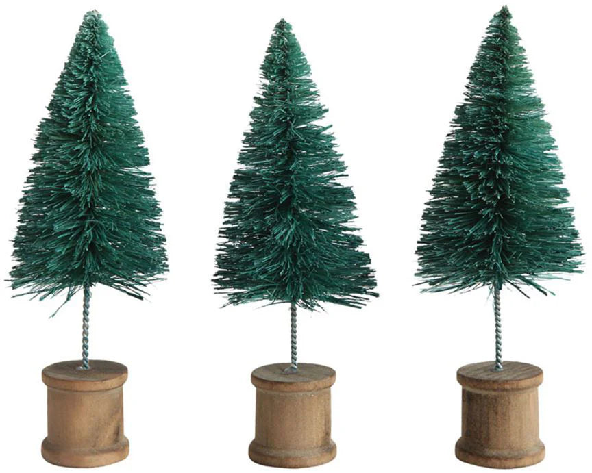 Green Bottle Brush Trees with Spool Base