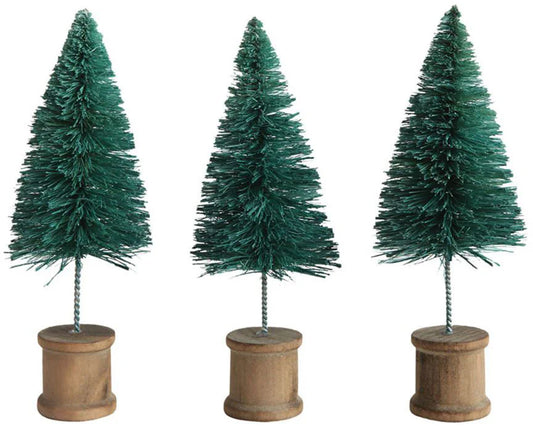 Green Bottle Brush Trees with Spool Base