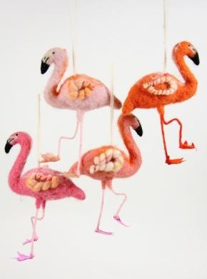 Pink Flamingo Felt Ornaments