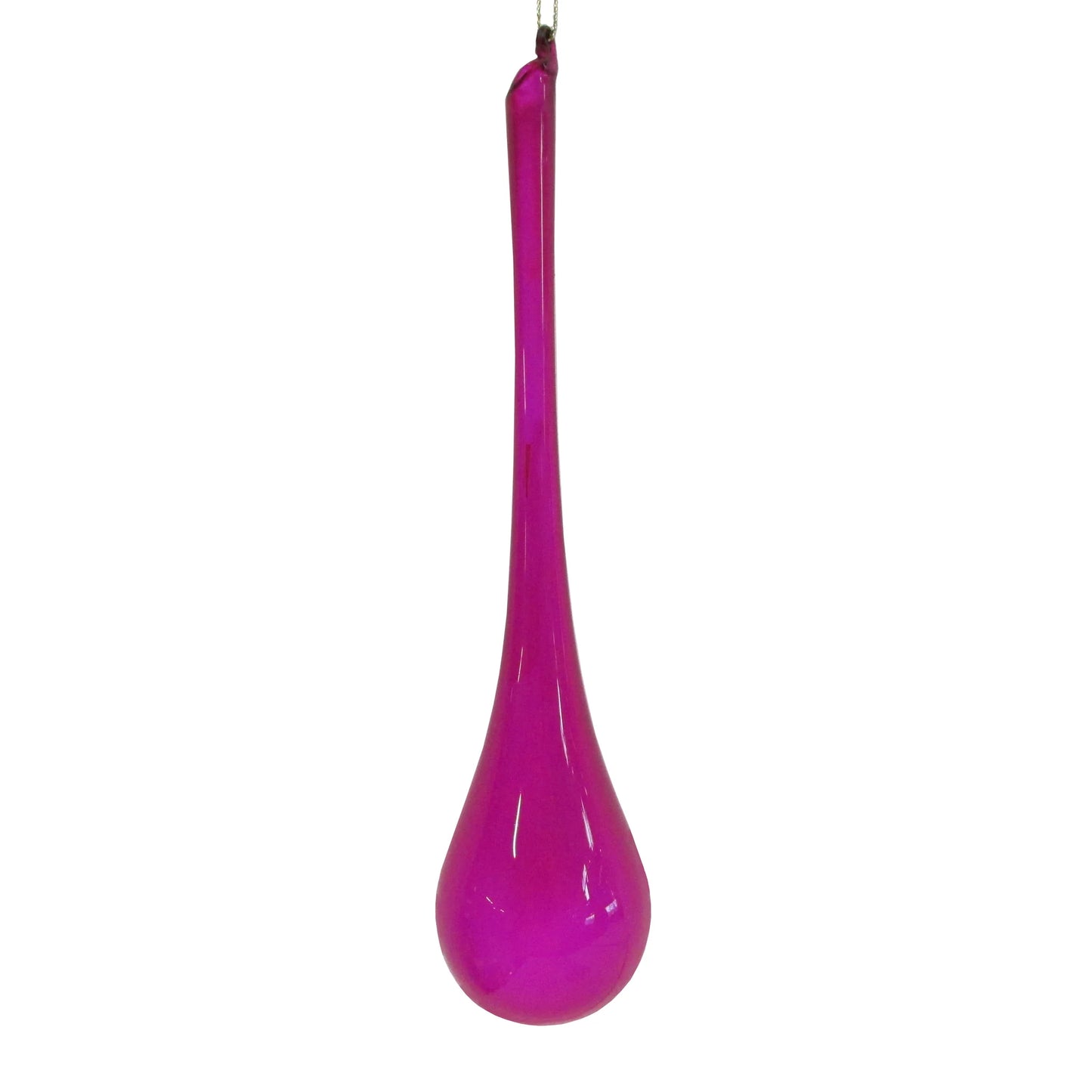 Jim Marvin Fuchsia Teardrop Bubblegum Glass Ornaments, Set of 2