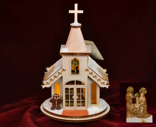 Chapel With Nativity Balsa Wood Ornament