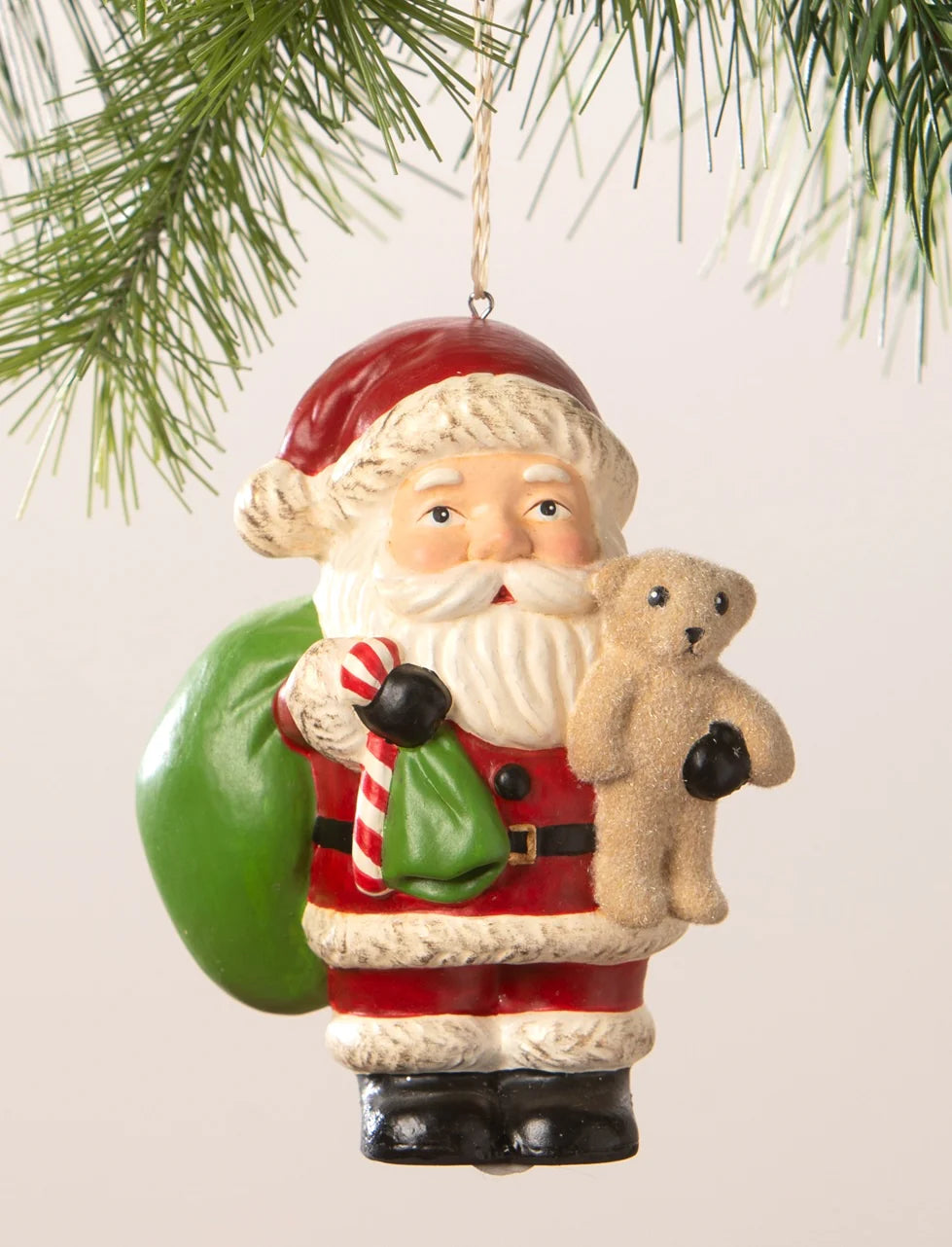 Santa with Teddy Bear Ornament