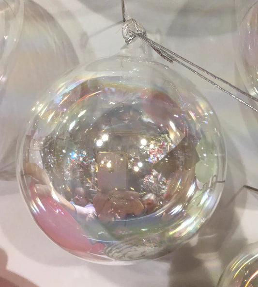 Jim Marvin Clear Iridescent Glass Ornaments, 3"