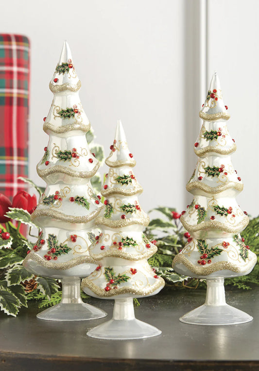Jeweled Holly Glass Trees