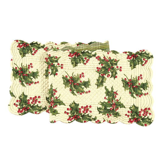 April Cornell Quilted Holly Table Runner, Cream