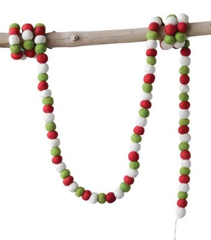 Festive Wool Felt Ball Garland
